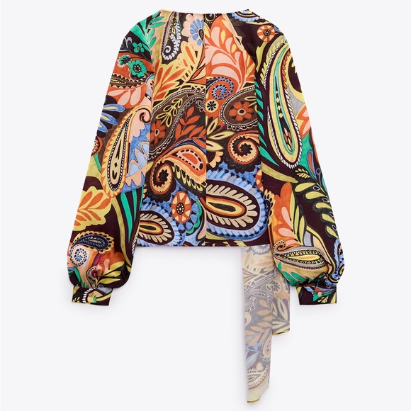 NWT Zara Printed Wrap Top - Picture 3 of 8